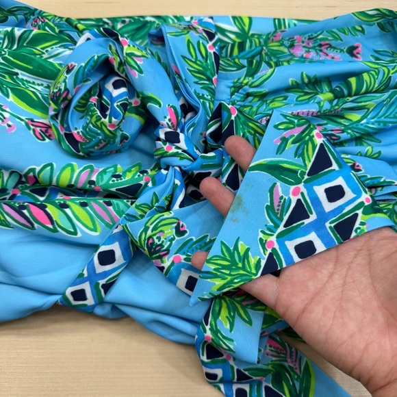 Lilly Pulitzer Chyanna Maxi Dress Women’s 14 Porto Blue Tropical Vacation - Picture 12 of 13